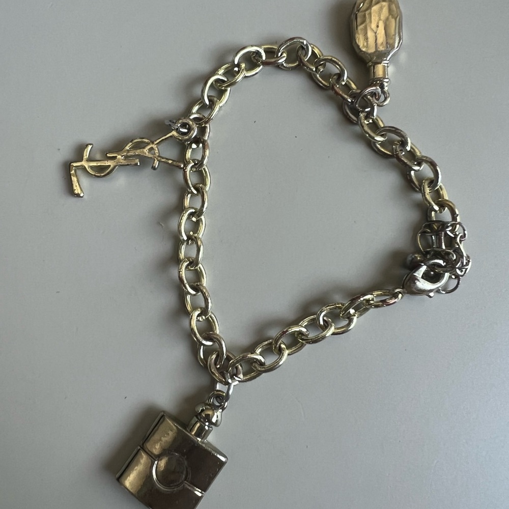 YSL Vintage Logo And Perfume Chain Bracelet